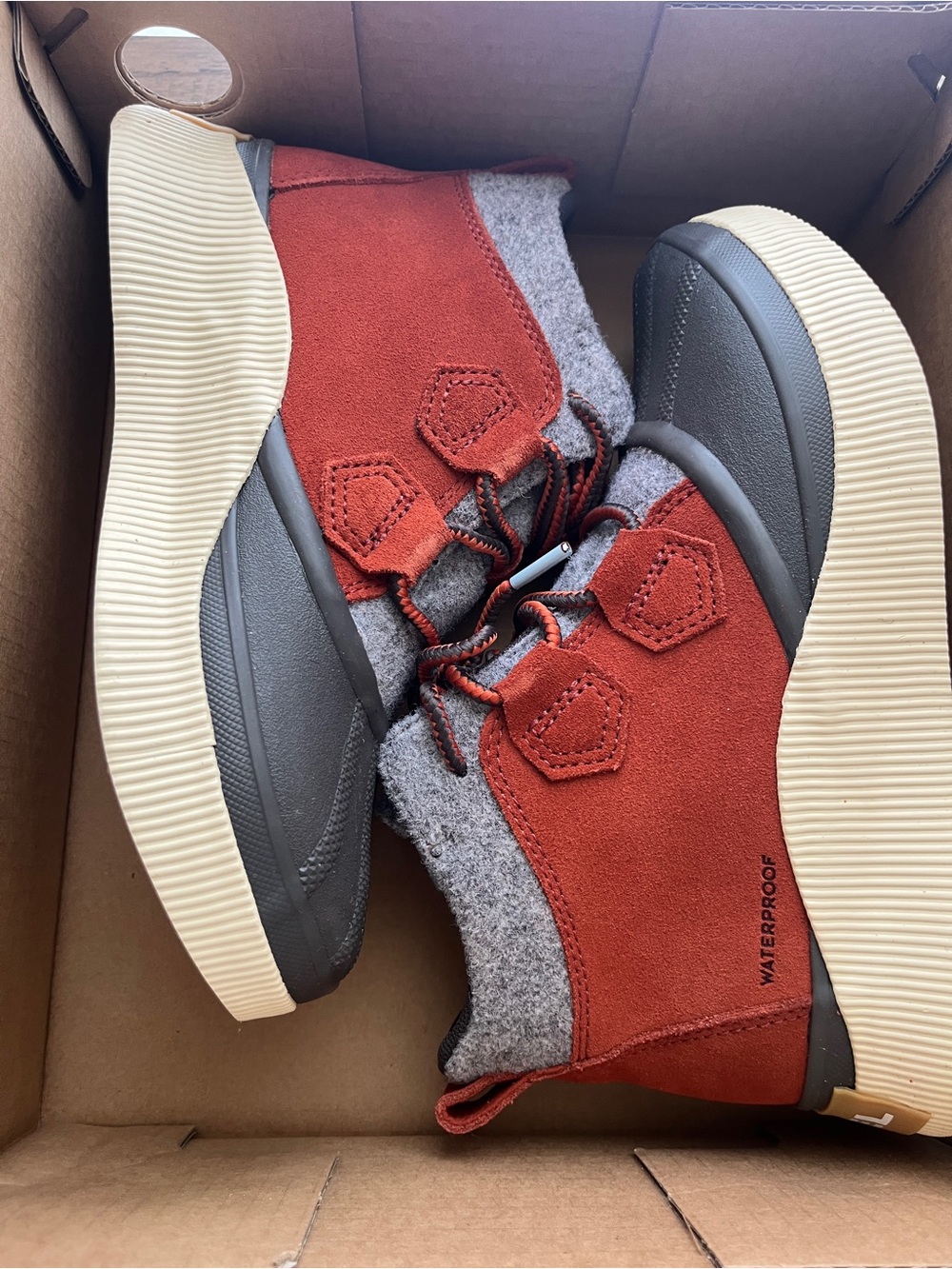 Sorel Women's Rust Red and Gray Waterproof Out N About Winter Boots